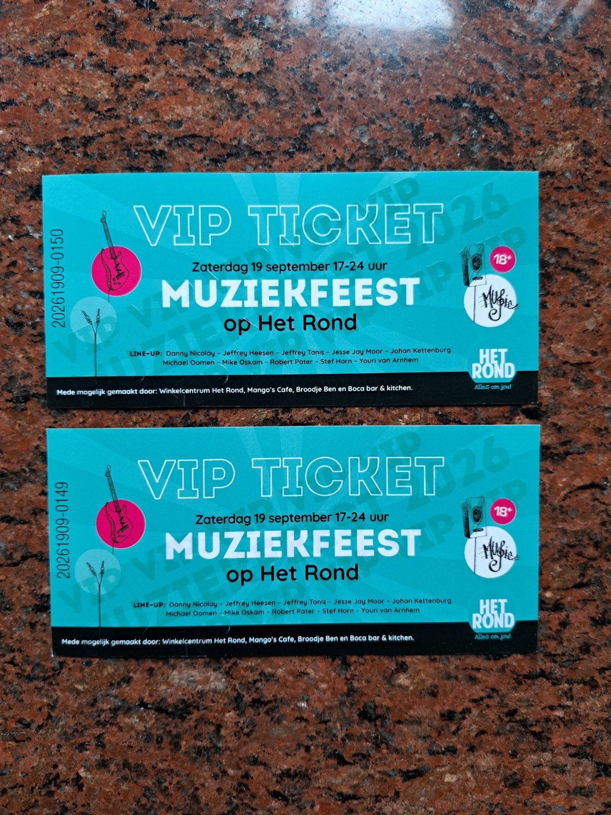 VIP TICKETS MUZIEKFEEST OP HET ROND., Twee personen, September, Levenslied