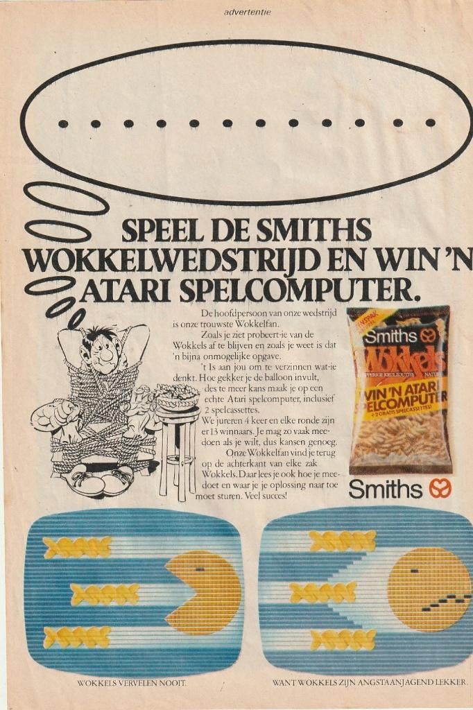 Retro reclame 1983 Smiths Atari computerspelletje pacman, Verzamelen, Retro, Verzenden, Overige typen