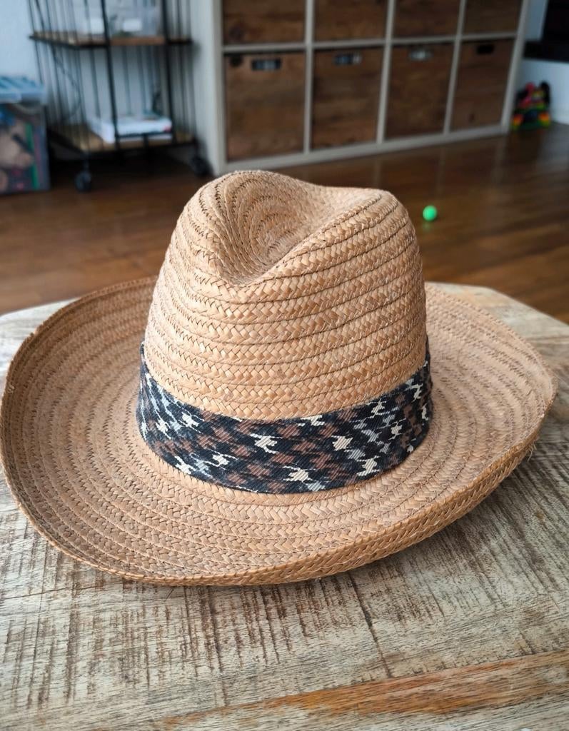 Vintage Italiaanse Strohoed - Maat 55 - Made in Italy fedora, Kleding | Heren, Hoeden en Petten, Ophalen of Verzenden, Zo goed als nieuw