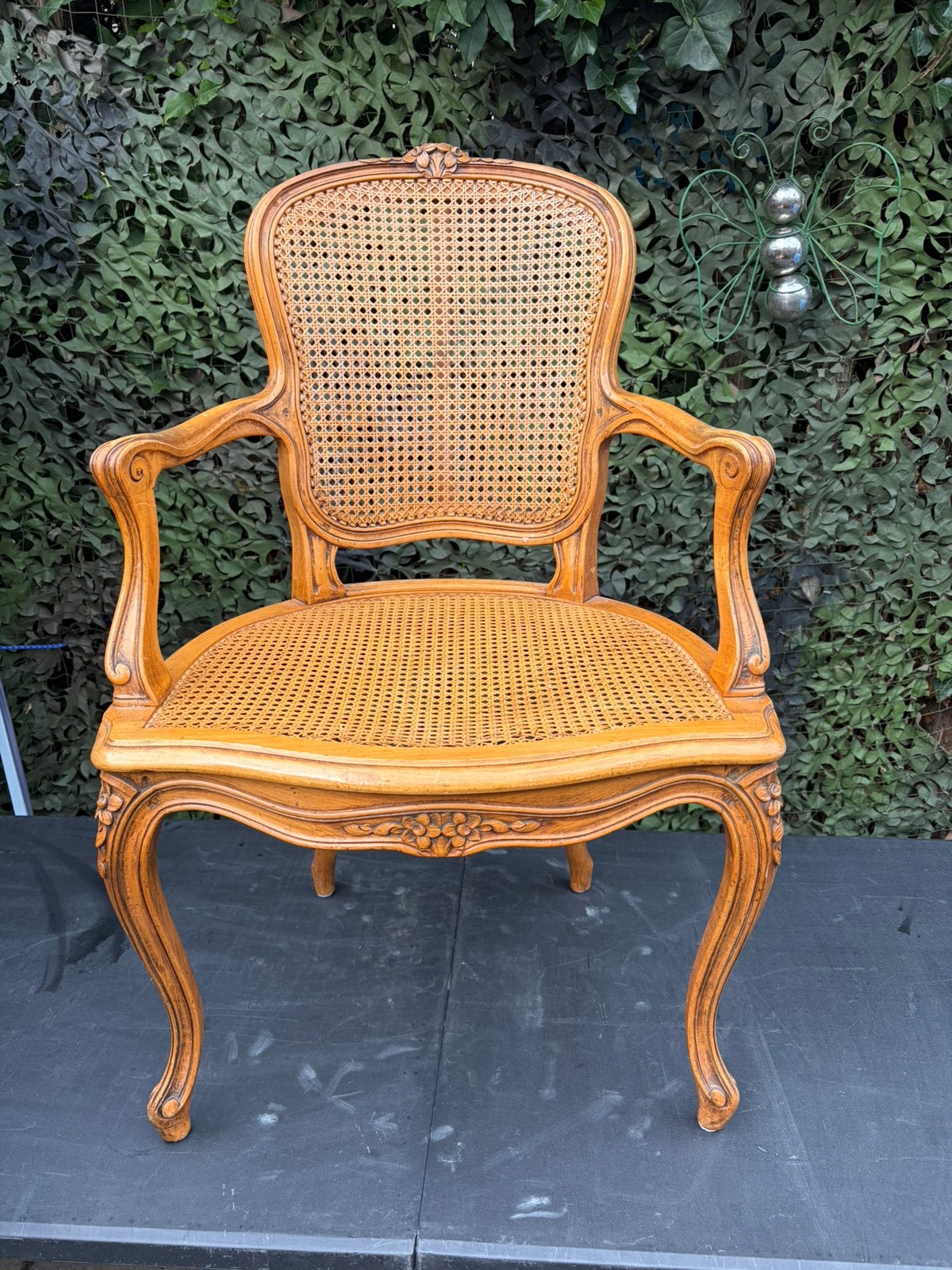Prachtige Louis XV-Stijl Fauteuil met Webbing (Rotan), Ophalen