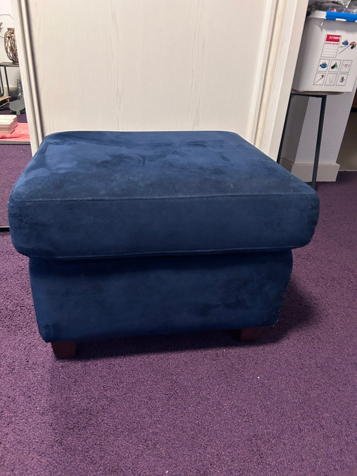 Blauwe Hocker - 55x50x40 cm, Ophalen, Gebruikt, Minder dan 50 cm, Stof