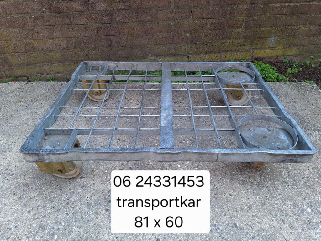 Gegalvaniseerde transportkar met zwenkwielen, Doe-het-zelf en Verbouw, Transportwagens, 100 liter of meer, Ophalen, Gebruikt, Transportkar