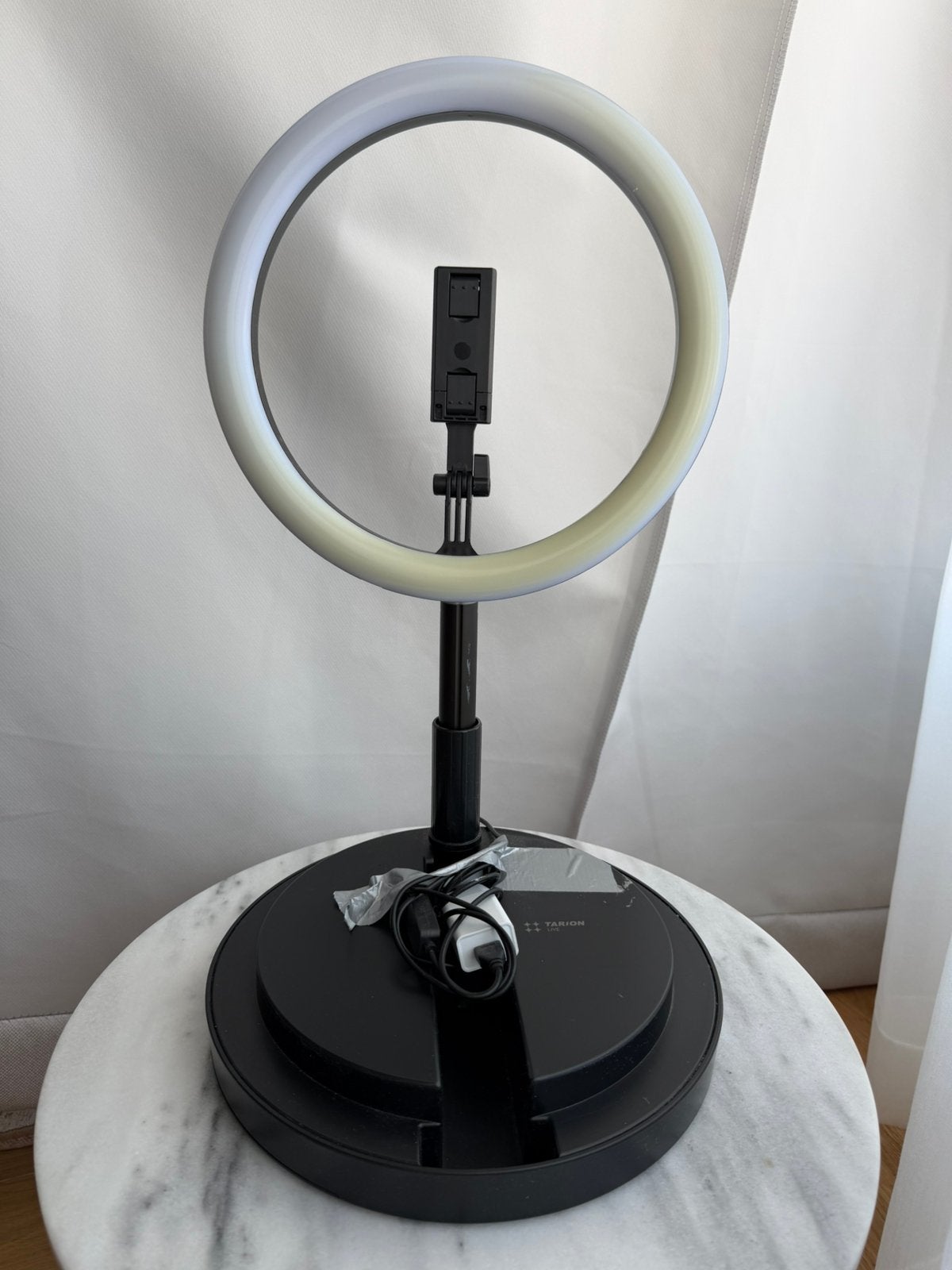 Tarion Opvouwbare Ringlamp met Telefoonhouder - Zwart, Ophalen of Verzenden, Gebruikt