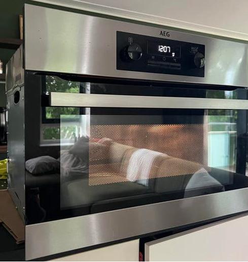 AEG Inbouw Combimagnetron, Ophalen, Gebruikt, 60 cm of meer, Oven met grill