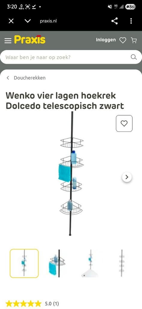 Wenko Dolcedo Telescopisch Douchehoekrek (nieuw in doos), Huis en Inrichting, Ophalen of Verzenden, Nieuw, Zwart, Overige typen