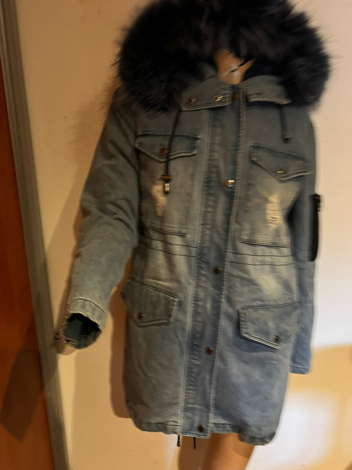 SHINE N DANCE spijker parka met bont maat S origineel ZGAN, G, SHINE N DANCE, Blauw, R