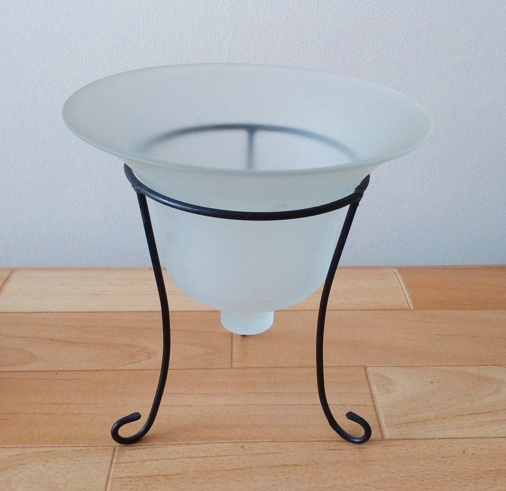 Vintage bloempot/decoratie pot, Overige materialen, Op voet, Schaal, Rond