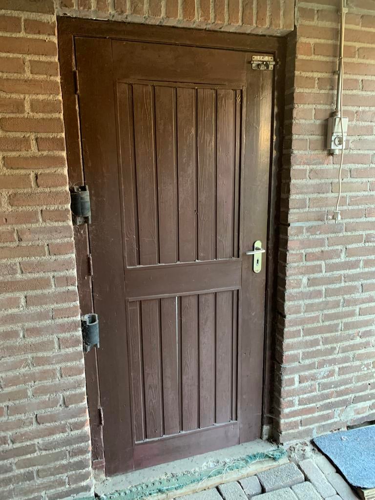 Garagedeur loopdeur 82,5x192,5, Ophalen, Gebruikt, Garagedeur, Hout