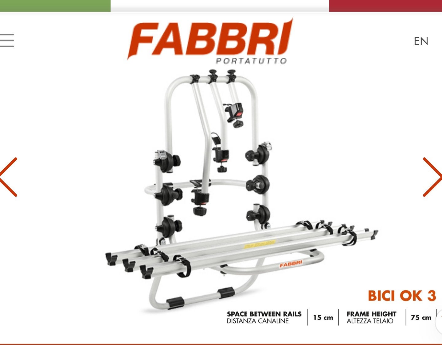 Fietsnedragen Fabbri BICI OK 3, 3 fietsen of meer, Zo goed als nieuw, Brede banden, Achterklepdrager
