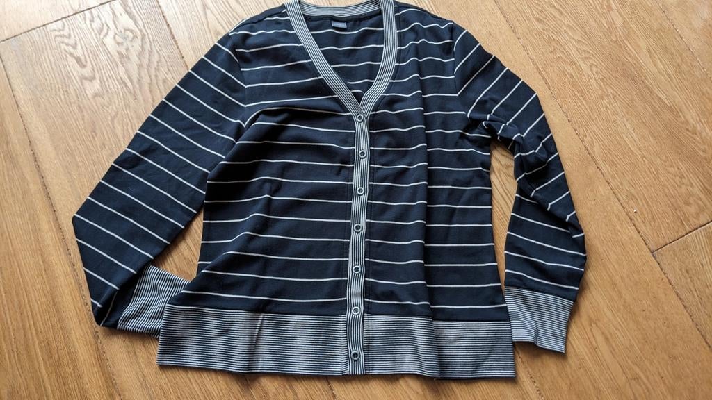 Vest Madeleine streep maat 42, Zwart, Maat 42/44 (L), Ophalen of Verzenden, Zo goed als nieuw