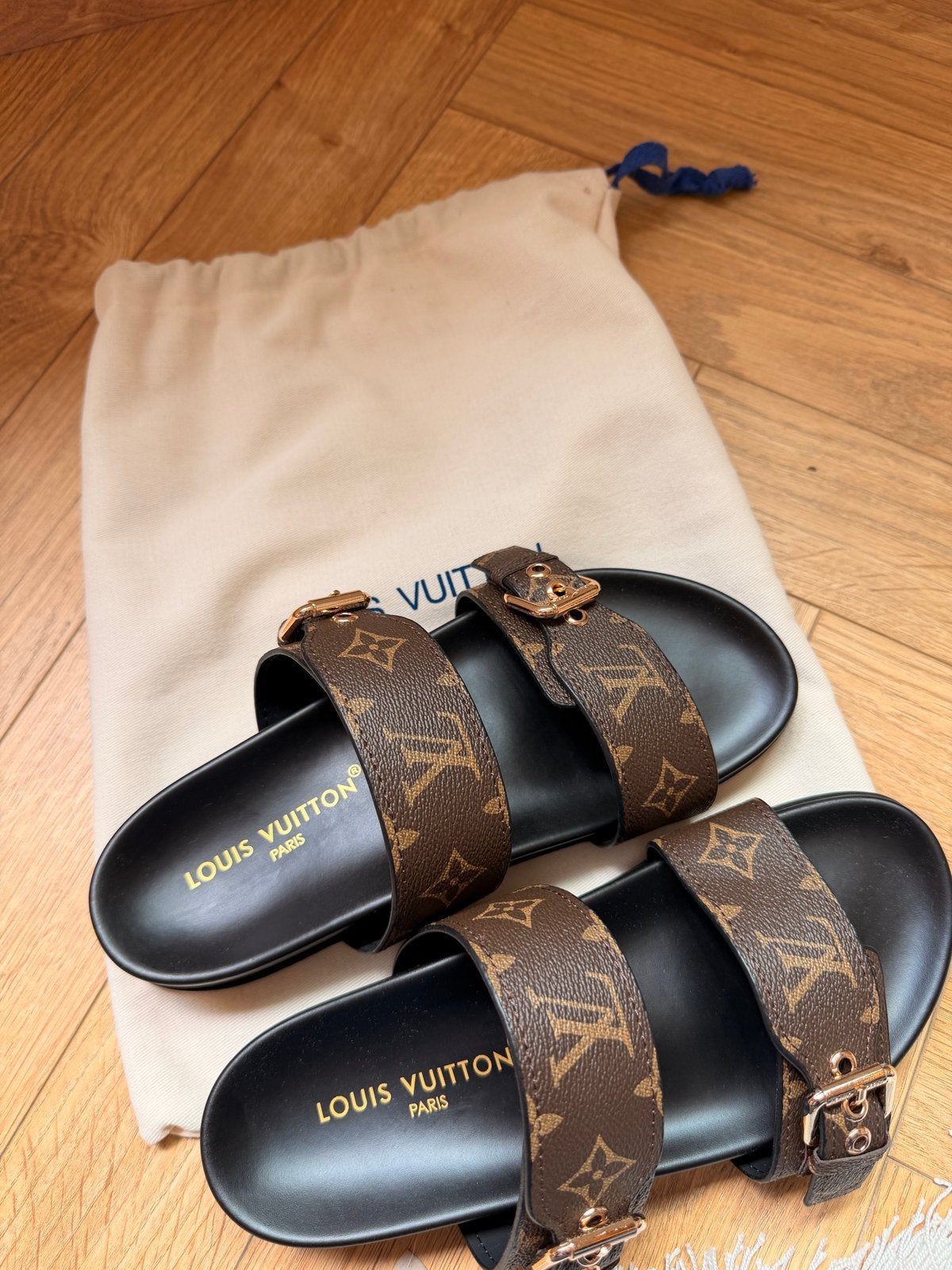 Louis Vuitton, Ophalen of Verzenden, Zo goed als nieuw, Bruin, Slippers