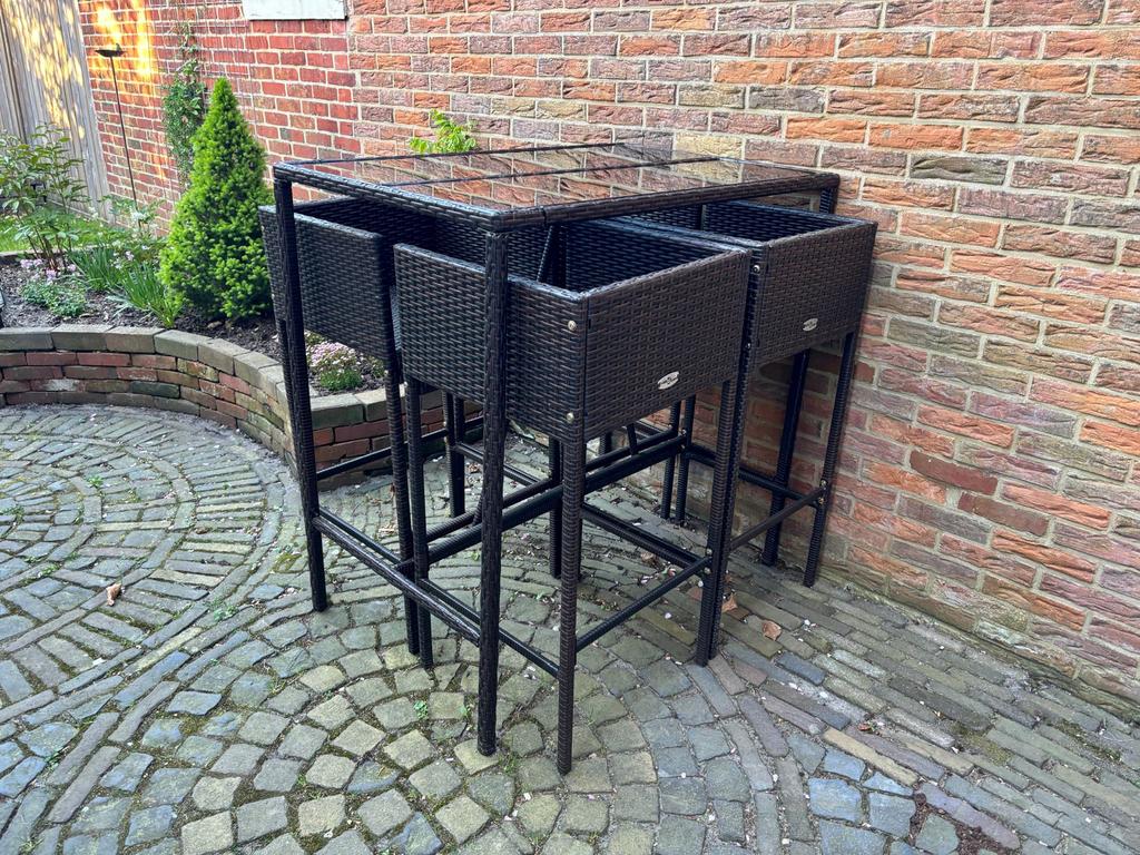 Tuinbarset NIEUW, Ophalen, 4 zitplaatsen, Eettafel, Nieuw