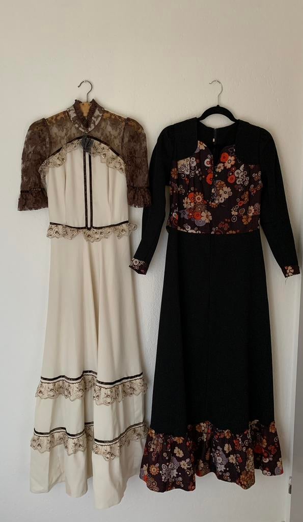 2 vintage 70’s romantische jurken, Overige typen, Zwart, Ophalen of Verzenden, Zo goed als nieuw