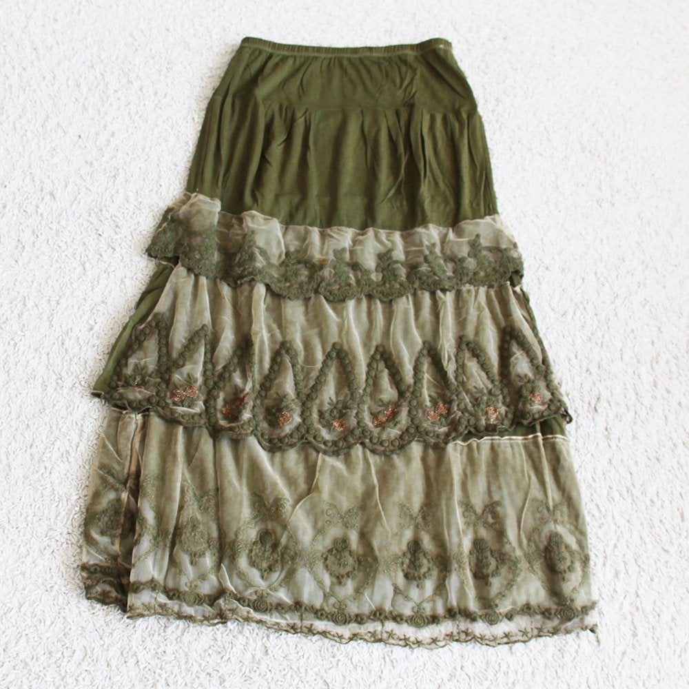 Mooie Bottega Rok - 88 (L) € 145,-, Kleding | Dames, Rokken, Zo goed als nieuw, Maat 42/44 (L), Groen, Onder de knie, Ophalen of Verzenden