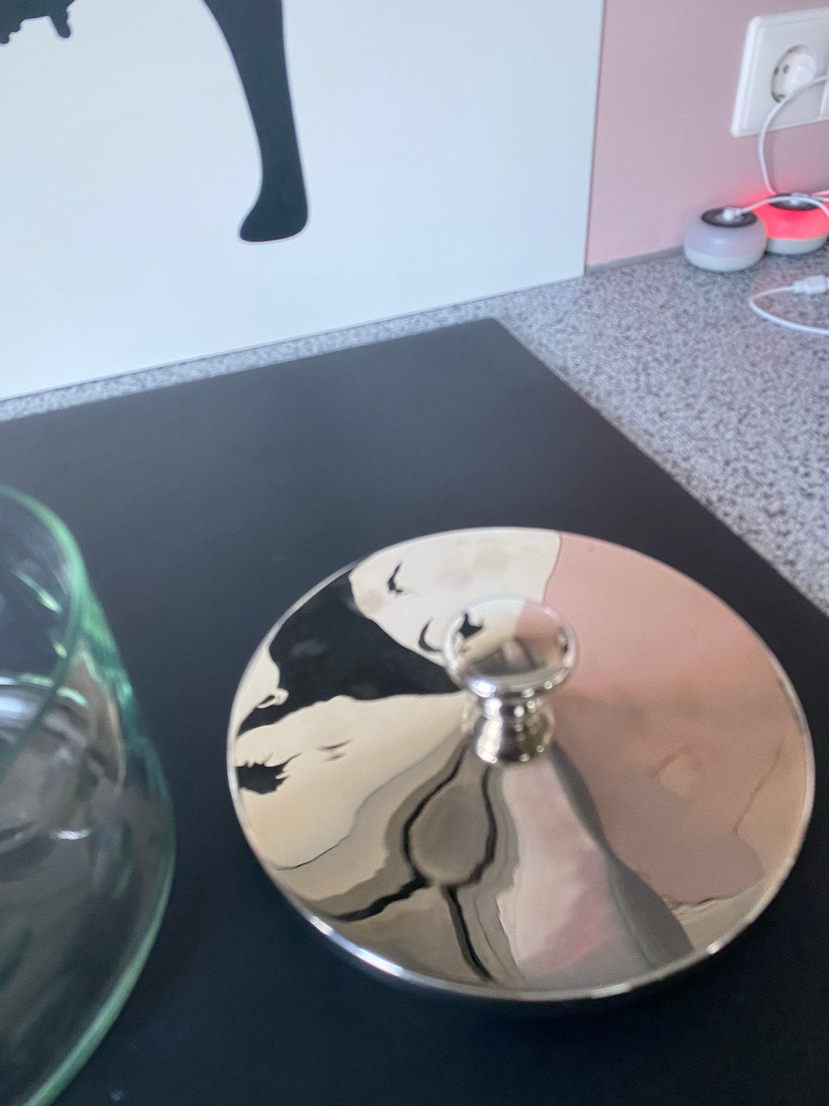 Glazen potje met zilverkleurige deksel, Gebruikt, Ophalen of Verzenden, Modern, Glas
