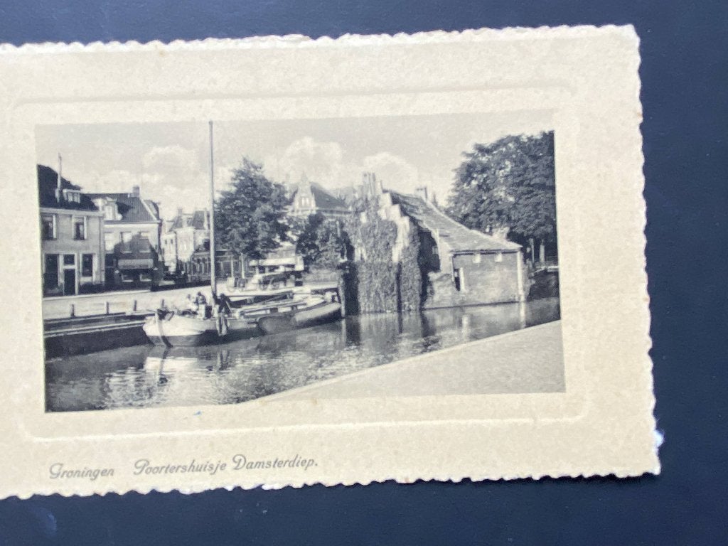 Ansichtkaart Groningen - Poortershuisje Damsterdiep 1937, Ophalen of Verzenden, 1920 tot 1940, Gelopen, Groningen