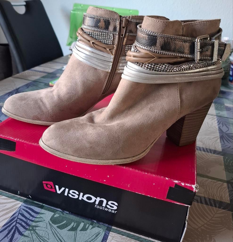Visions booties, Kleding | Dames, Schoenen, Beige, Lage of Enkellaarzen, Ophalen of Verzenden, Zo goed als nieuw