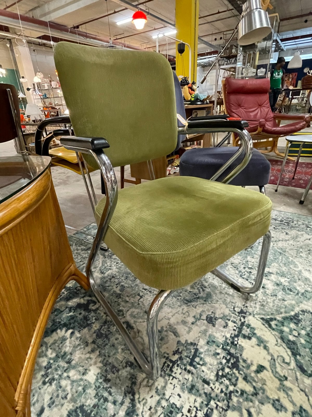 Vintage Buisframe Stoel- Fana Rotterdam, Ophalen, Gebruikt, 75 tot 100 cm, Stof