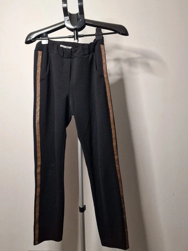 Italiaanse Broek S Zwart met Gouden Bies, Ophalen of Verzenden, Zo goed als nieuw, Zwart, Lang
