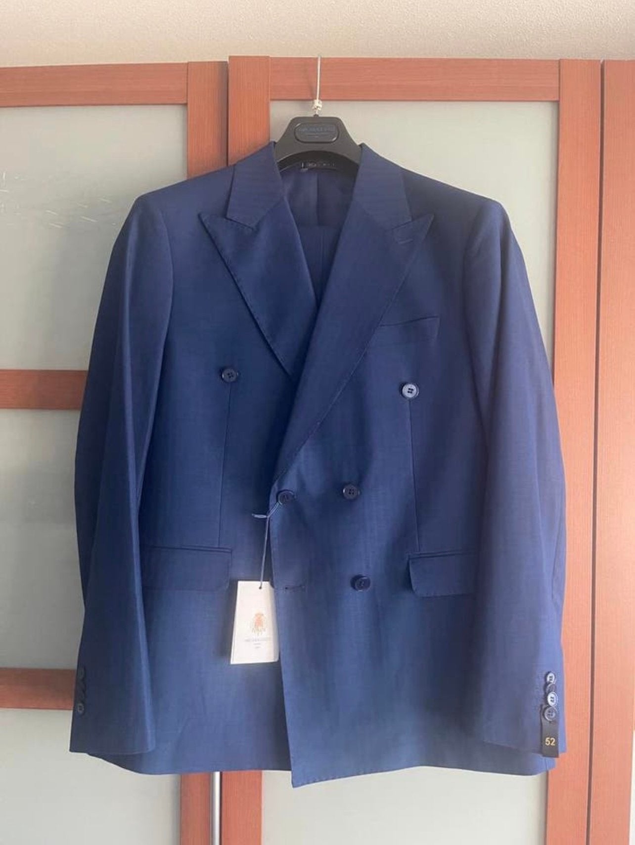 Nieuw Heren kostuum - 2 delig - double breasted - Maat 52, Kleding | Heren, Ophalen of Verzenden, Nieuw, Maat 52/54 (L), Blauw