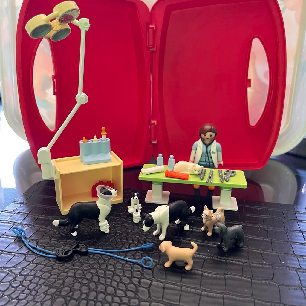 Playmobil Dierenarts Set met Extra Honden & Opbergkoffer, Ophalen of Verzenden, Gebruikt, Complete set