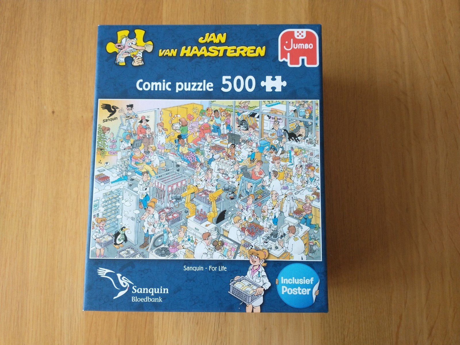 Jan van Haasteren puzzel Sanquin 500 stuks, Ophalen of Verzenden, 500 t/m 1500 stukjes, Zo goed als nieuw