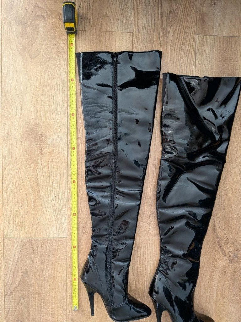 overknie laarzen lak, Hoge laarzen, Zwart, Ophalen of Verzenden, Pleasure