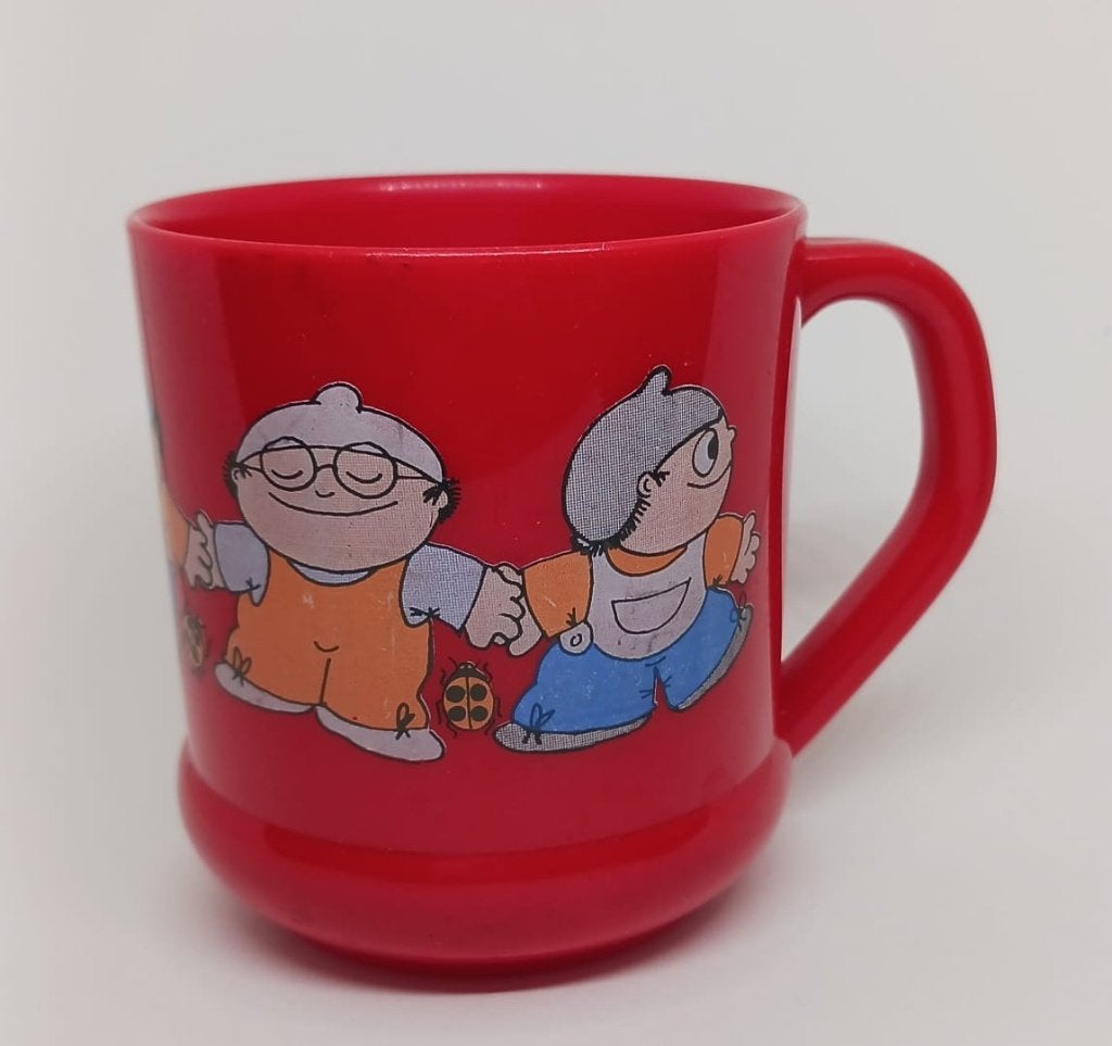 Mainzelmännchen beker ZDF 200ml West Germany jaren 80, Ophalen of Verzenden, Zo goed als nieuw, Tv, Overige typen