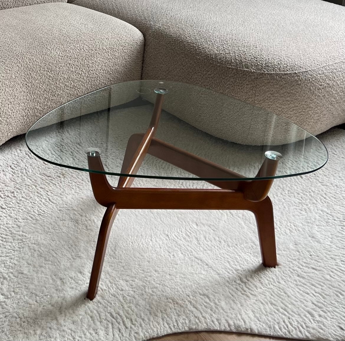 Salontafel Breno Bruin Eiken, Ophalen, 50 tot 100 cm, Japandi design, 50 tot 100 cm