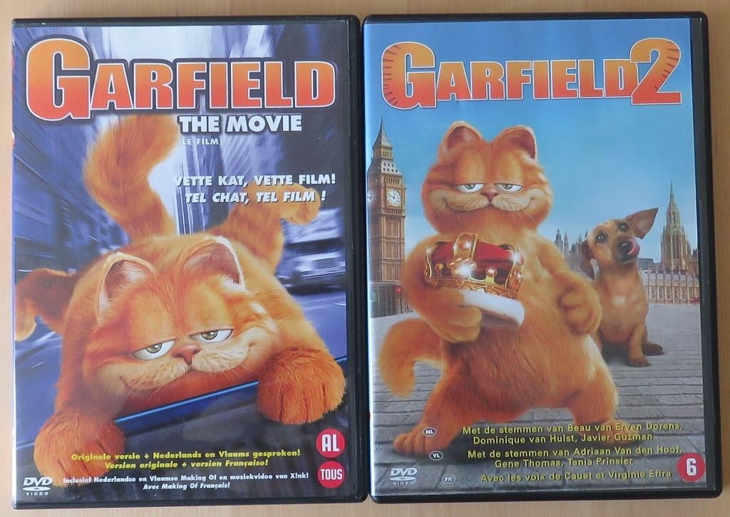 DVD Garfield The Movie 1 (2004) & Garfield 2 (2006), Cd's en Dvd's, Dvd's | Kinderen en Jeugd, Gebruikt, Vanaf 6 jaar, Ophalen