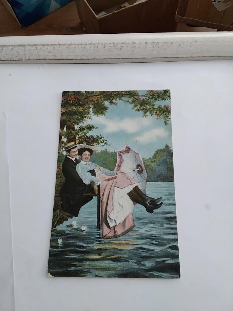 STEL MET PARAPLU. BIJ HET WATER, Ophalen of Verzenden, Voor 1920