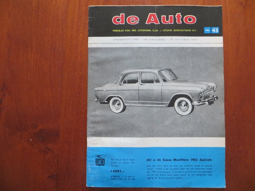 De Auto nr. 43 1961 Earl’s Court, reglement Monte Carlo 1962, Ophalen of Verzenden, Zo goed als nieuw, Overige merken