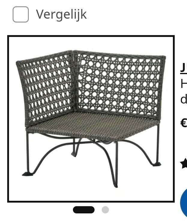 Ikea JUTHOLMEN Hoekbank module  Loungestoel Wicker Grijs met, Zo goed als nieuw, Loungeset, Wicker, Bank