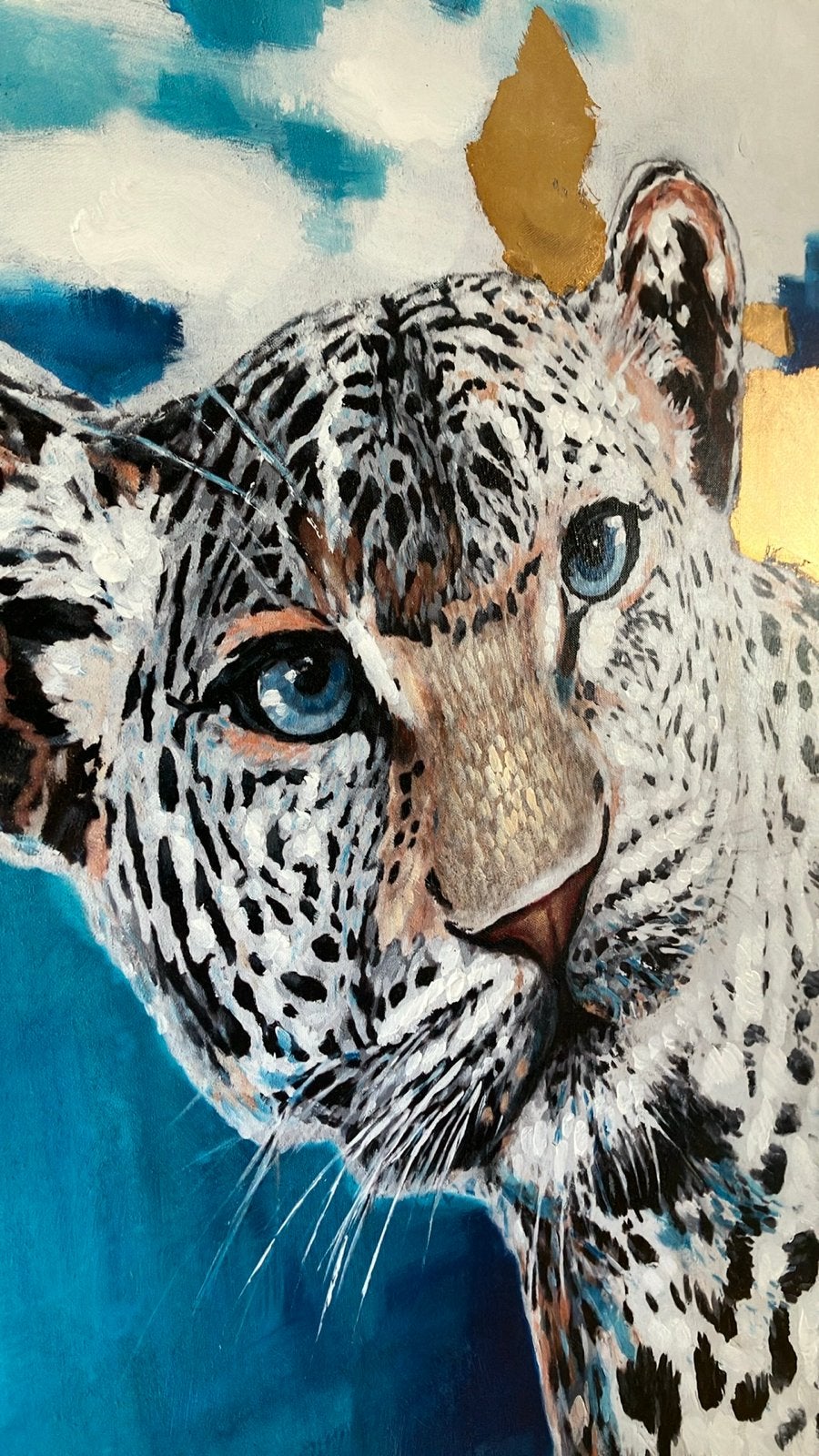 Schilderij panter met gouden lijst, Ophalen, Ingelijst, Dieren