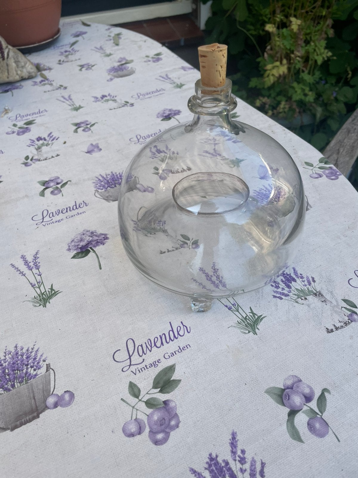 Antieke glazen wespenvanger, Glas, Ophalen, Gebruikt, Met kurk