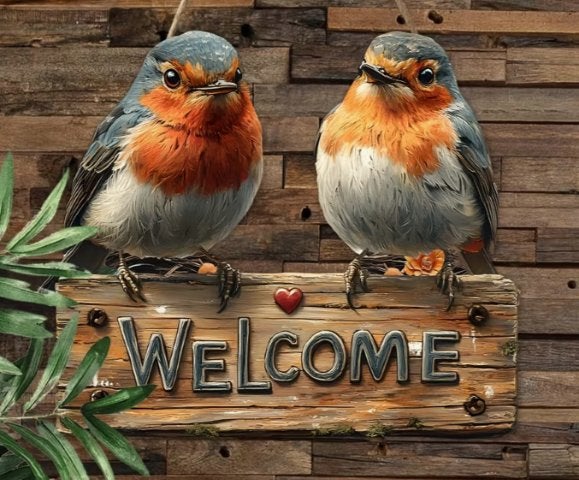 Welkombord Roodborstjes, Tuin en Terras, Ophalen of Verzenden, Nieuw