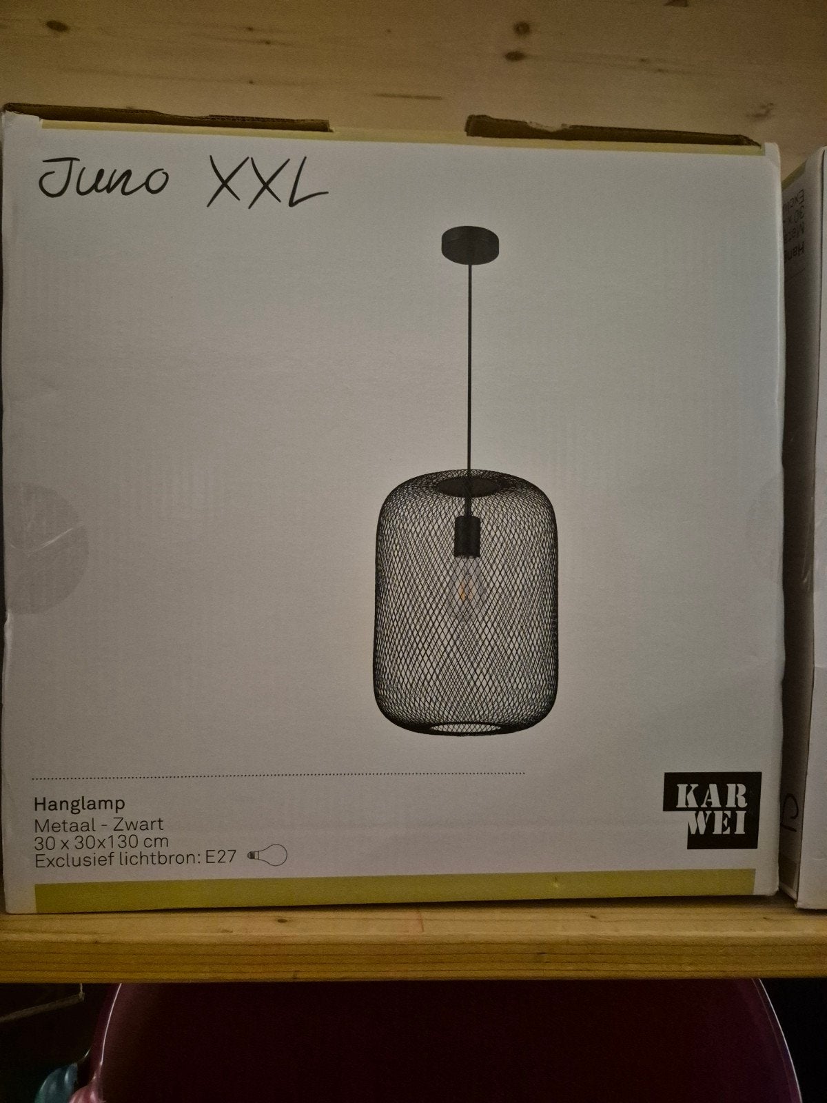 3x Juno XXL HANGlamp - Zwart Metaal - E27 Fitting, Ophalen, Nieuw, E27 (groot), Metaal