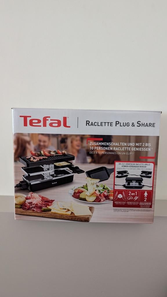 Tefal Raclette Plug & Share Gourmet - Uitbreidbaar (3 stuks), Verzenden, Gebruikt, 4 t/m 7 personen