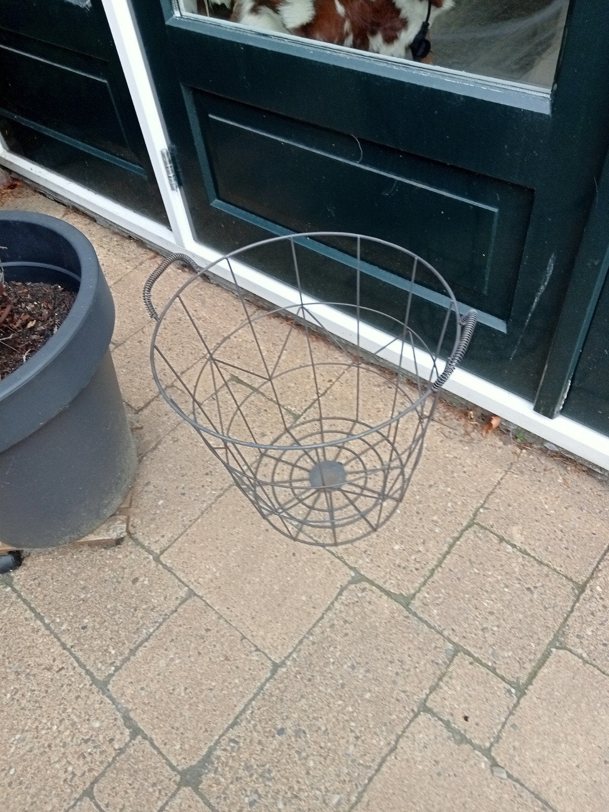 Leuke grote draadmand, Ophalen, Rond, Riet