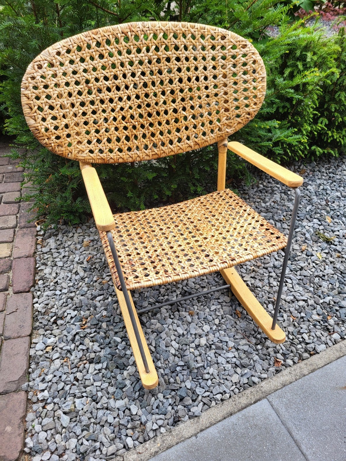 IKEA Grönadal Schommelstoel - Vintage Rotan en Berkenhout, Ophalen