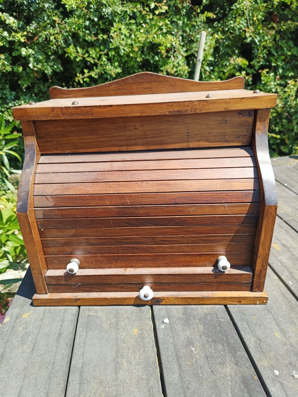 Vintage Houten Broodtrommel met Rolluik, Ophalen of Verzenden
