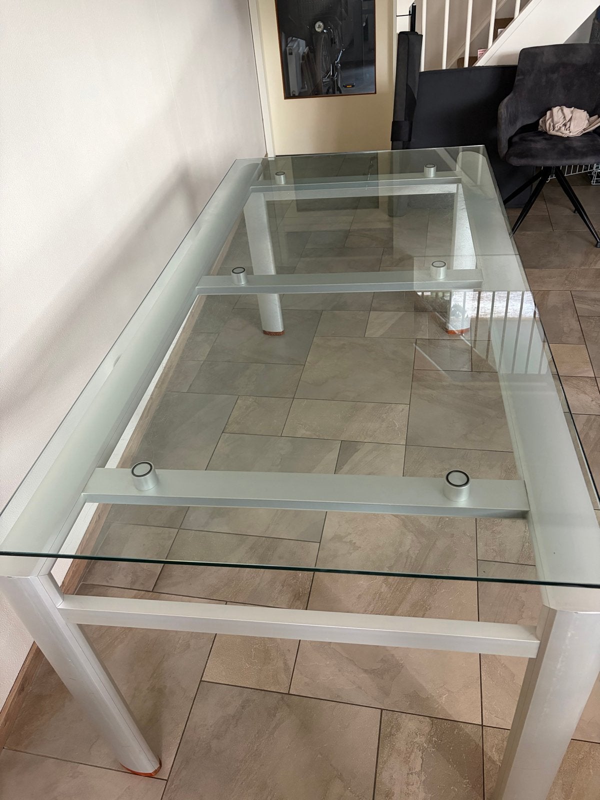 Glazen eettafel 180x90 - Gratis af te halen, Ophalen, Gebruikt, 50 tot 100 cm, Glas