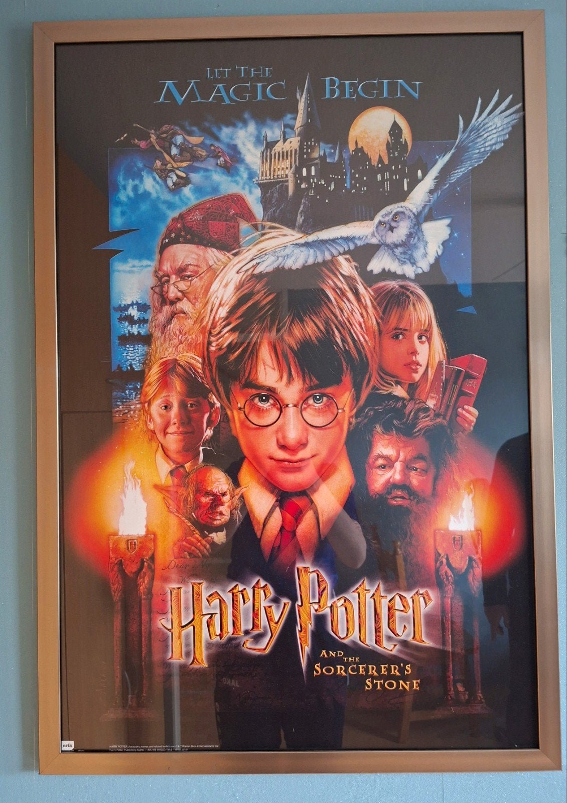 Harry Potter en de Steen der Wijzen poster in lijst, Verzamelen, Harry Potter, Ophalen, Zo goed als nieuw, Boek of Poster