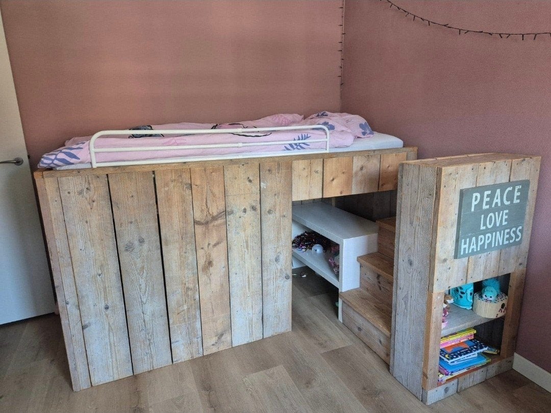Te koop een half hoogslaper., Ophalen, Gebruikt, 90 cm, Eenpersoons
