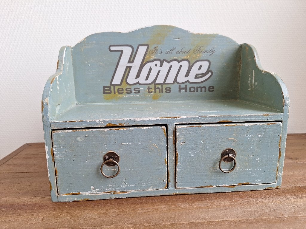 Brocante houten hangkastje., Ophalen, Zo goed als nieuw