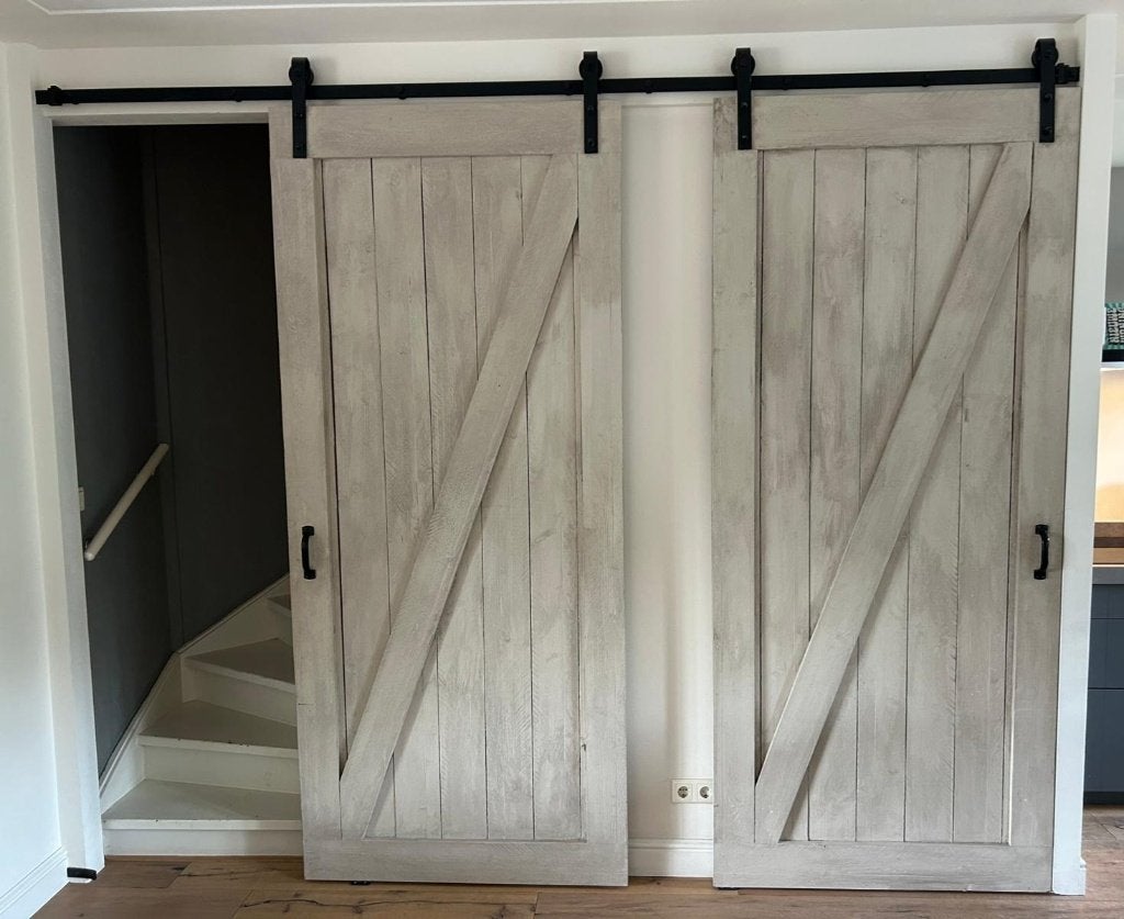 2 Barndoor schuifdeuren, Gebruikt, 215 cm of meer, Binnendeur, Schuifdeur