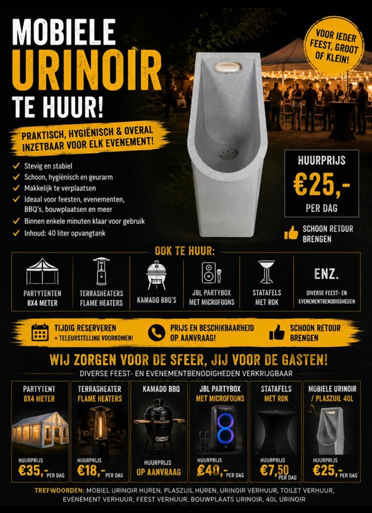 40 Liter Plaszuil - Mobiel Urinoir voor Evenementen, Ophalen of Verzenden, Gebruikt, Overige