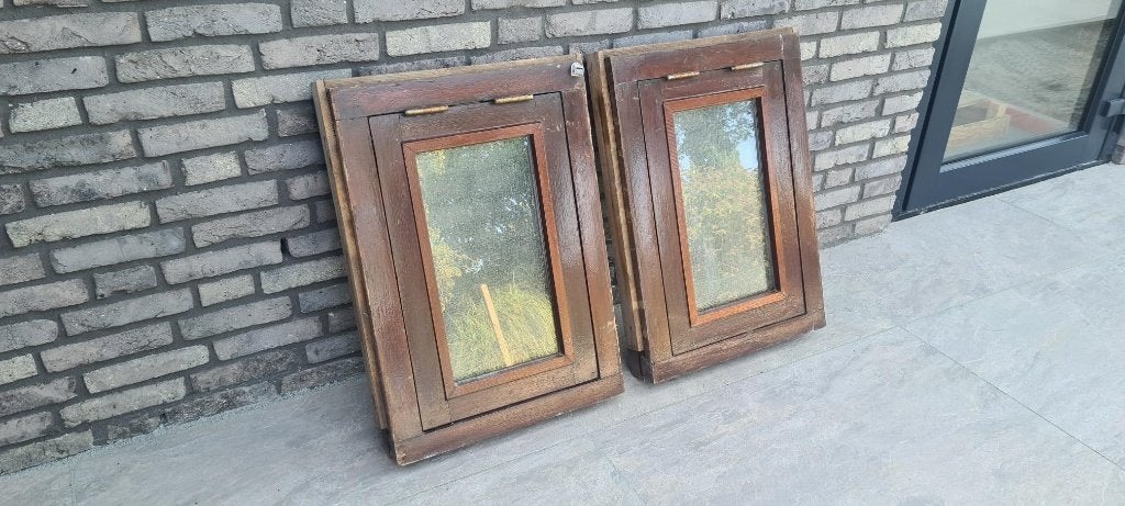 Hardhouten kozijnen, Gebruikt, Raamkozijn, Minder dan 75 cm, Inclusief glas