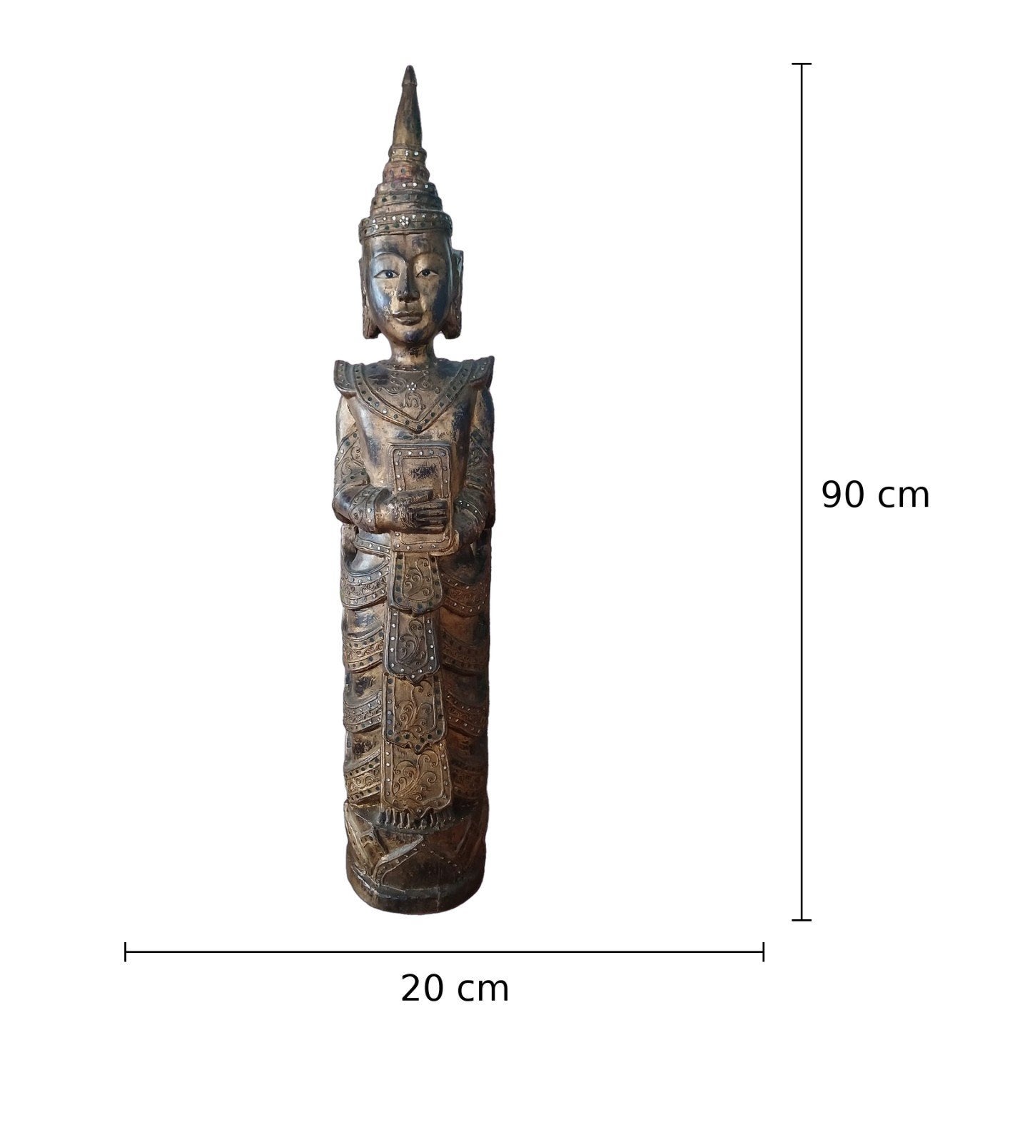 Antiek houten Boeddha beeld - 90 cm hoog, Ophalen, 50 - 100 cm, Handgemaakt, Beeld