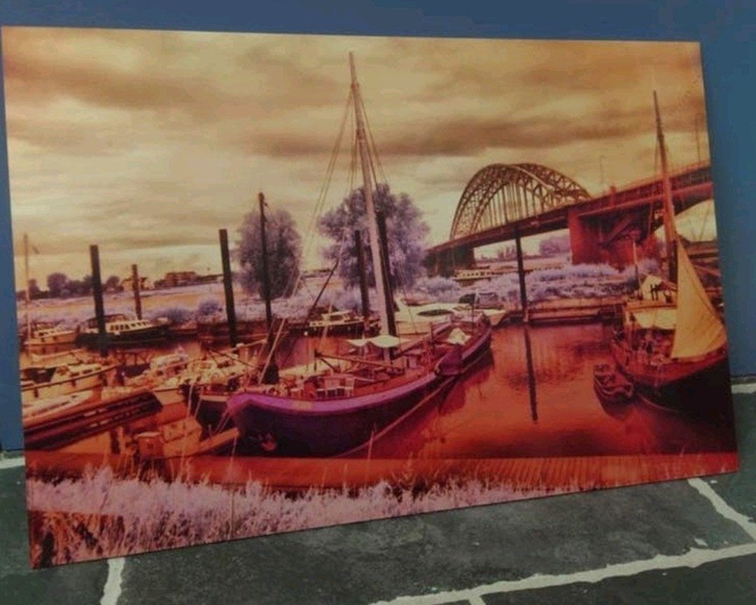 Dibond 40x60 - De oude haven (Nijmegen), fotografische kunst, Antiek en Kunst, Kunst | Tekeningen en Foto's, Ophalen of Verzenden